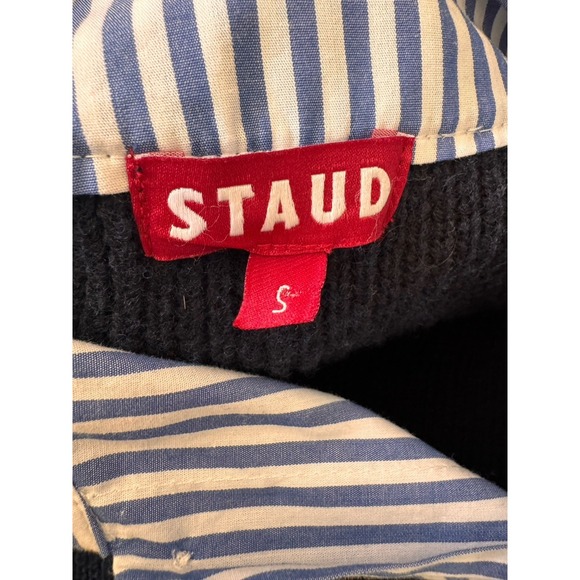 STAUD Bridget Wool Sweater Shirt Dress Womens Size Small Navy - Picture 11 of 13